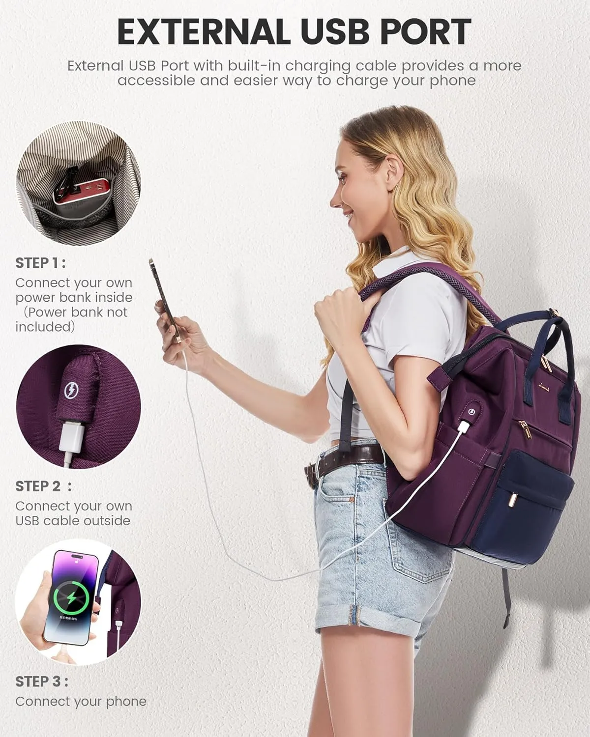 LOVEVOOK Laptop Backpack for Women Men, Teacher Nurse Work Bag Waterproof Fashion Travel Backpack Purse, 15.6 Inch Computer Backpack with USB Port