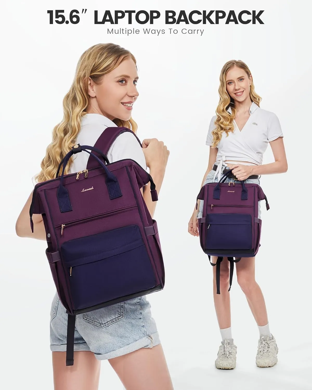 LOVEVOOK Laptop Backpack for Women Men, Teacher Nurse Work Bag Waterproof Fashion Travel Backpack Purse, 15.6 Inch Computer Backpack with USB Port