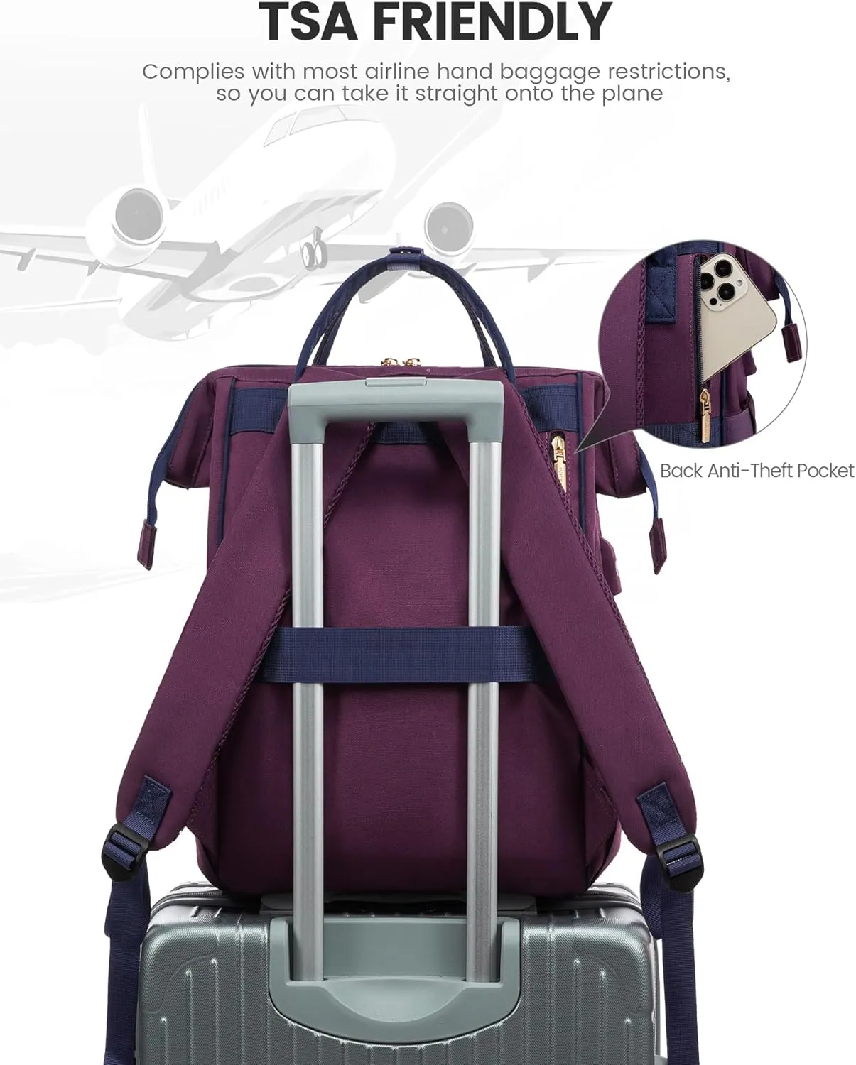 LOVEVOOK Laptop Backpack for Women Men, Teacher Nurse Work Bag Waterproof Fashion Travel Backpack Purse, 15.6 Inch Computer Backpack with USB Port
