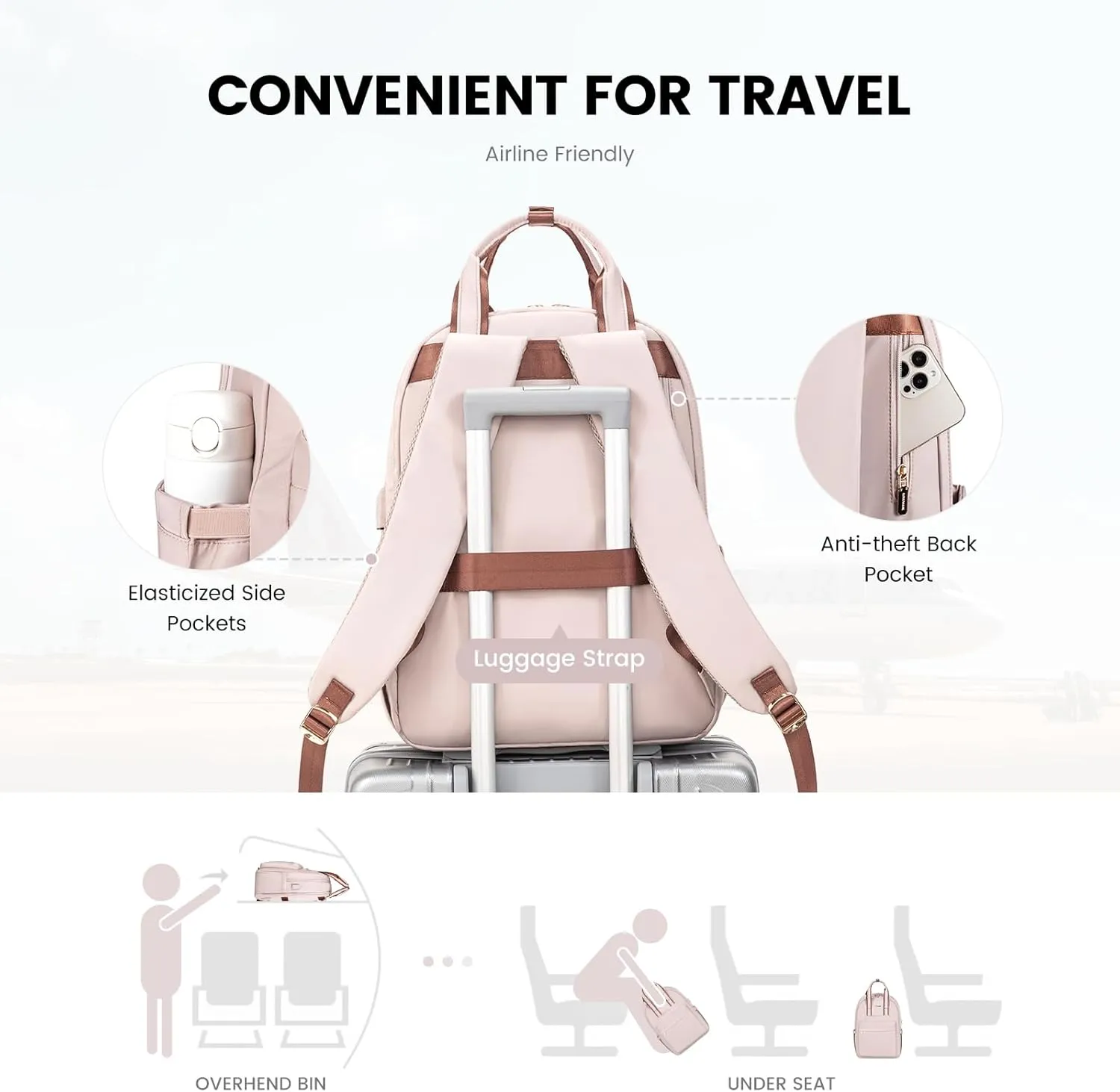 LOVEVOOK Laptop Backpack Purse for Women, 15.6 Inch Travel Laptop Bag with USB Port, Waterproof Work Teacher Nurse Computer Backpack, Durable Casual Daypack