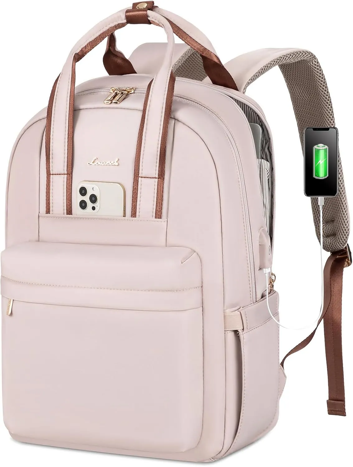 LOVEVOOK Laptop Backpack Purse for Women, 15.6 Inch Travel Laptop Bag with USB Port, Waterproof Work Teacher Nurse Computer Backpack, Durable Casual Daypack