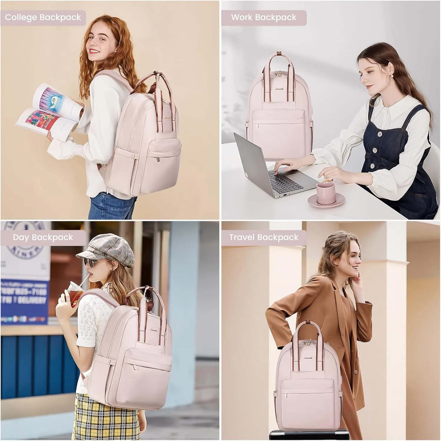 LOVEVOOK Laptop Backpack Purse for Women, 15.6 Inch Travel Laptop Bag with USB Port, Waterproof Work Teacher Nurse Computer Backpack, Durable Casual Daypack