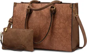 LOVEVOOK Laptop Bag for Women, 15.6 inch Laptop Tote Bag Vintage Work Bags for Women Computer Bag Office Briefcase Handbag