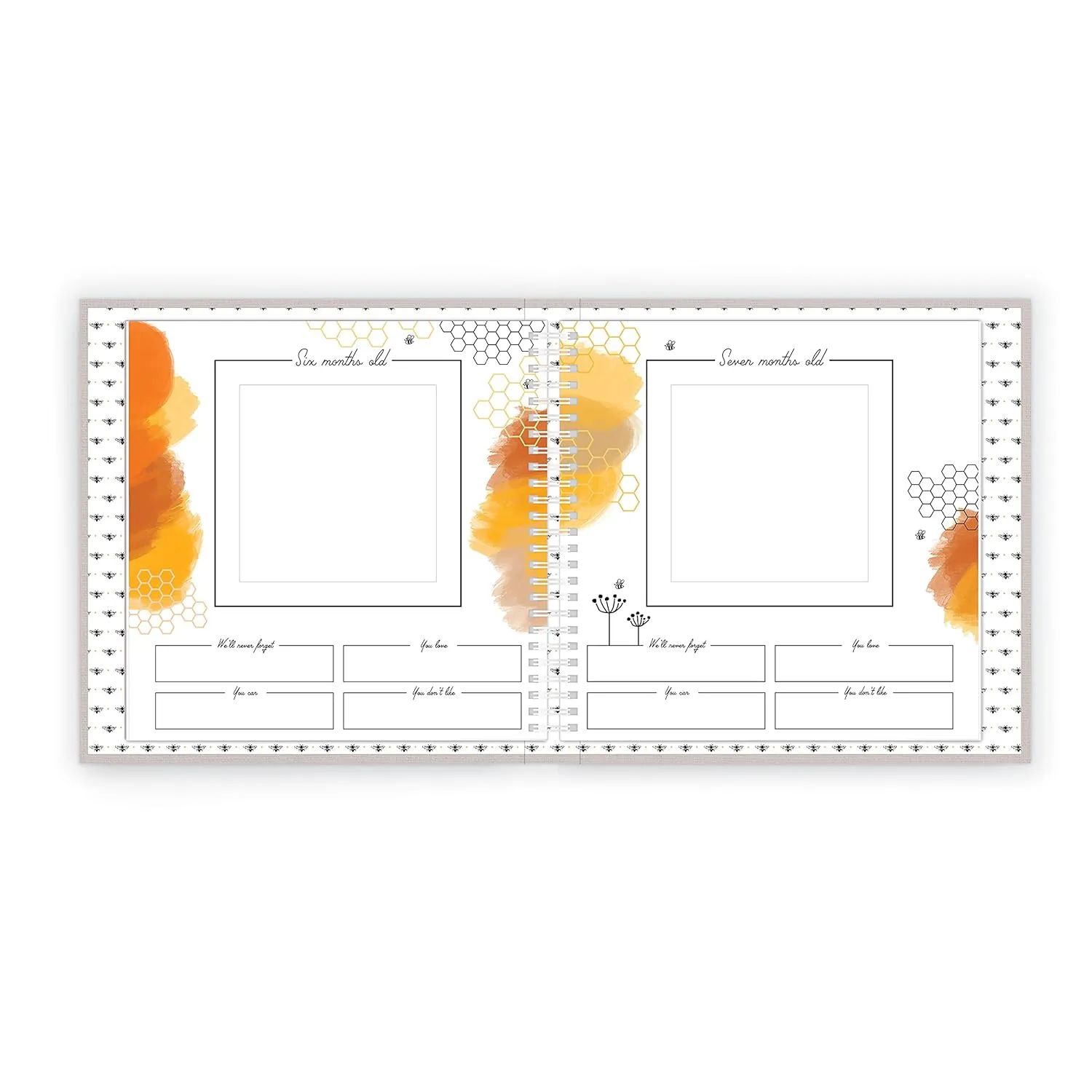 Lucy Darling Baby Memory Book, Luxury Baby First Year Book & Photo Album for Baby Boy/Girl, Keepsake Baby Books & Journals, Gender Neutral Memories & Milestone Book, Pregnancy Gift - Honey Bee