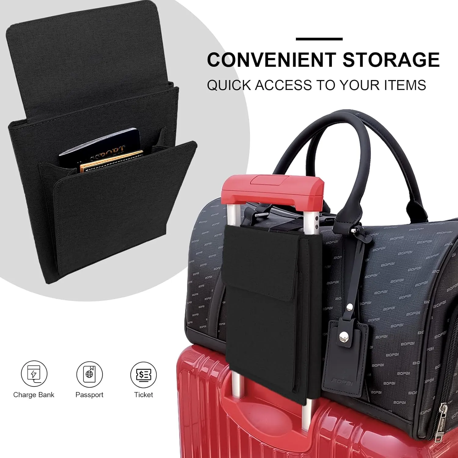Luggage Straps, Travel Carry-on Luggage Helper, Adjustable Suitcase Strap Bag Travel Accessory Add a Bag for Duffel, Tote Bag, Laptop Bag, Baggage (Black Magnet)