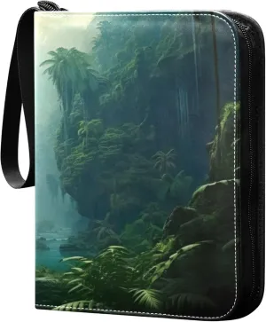 Lush Tropical Forest Card Binder 4 Pocket Collectible Trading Card Albums with 50 Sleeves Double Side PU Waterproof 3 Ring for Sports & Game Cards