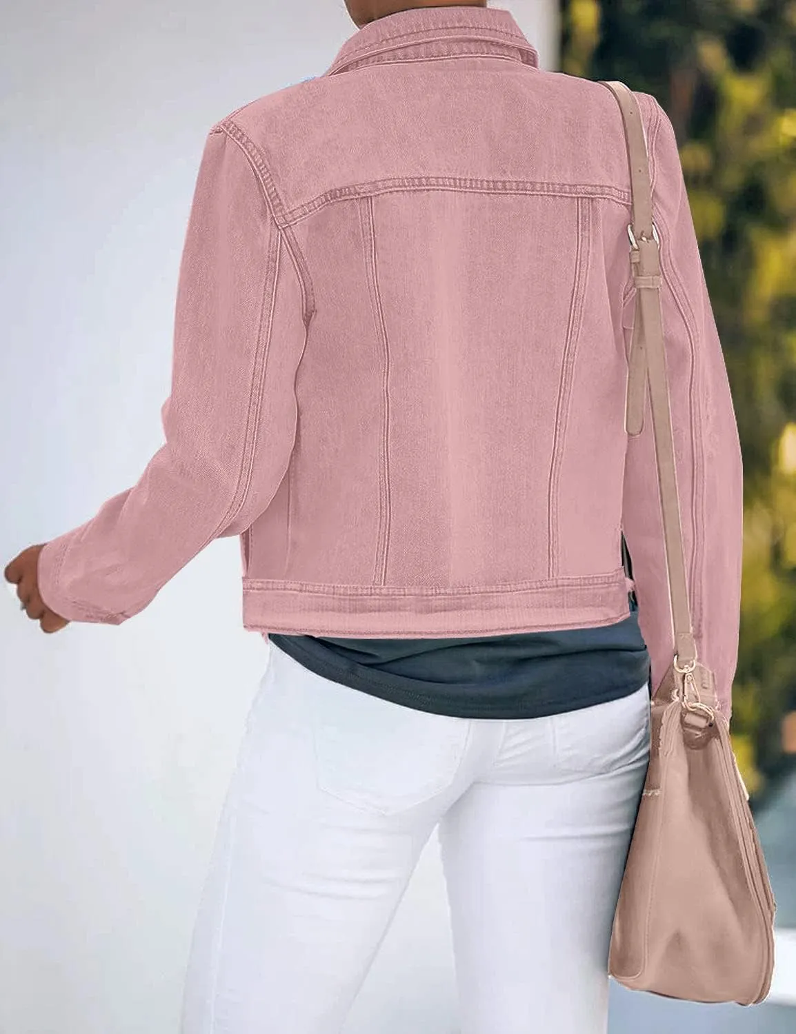 luvamia Women's Basic Button Down Stretch Fitted Long Sleeves Denim Jean Jacket