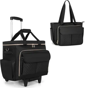 LUXJA Rolling Teacher Bag with Teacher Tote, Black