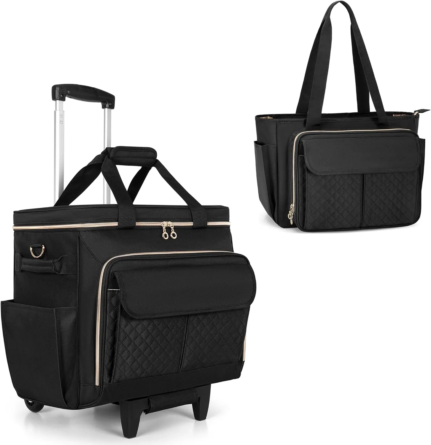 LUXJA Rolling Teacher Bag with Teacher Tote, Black