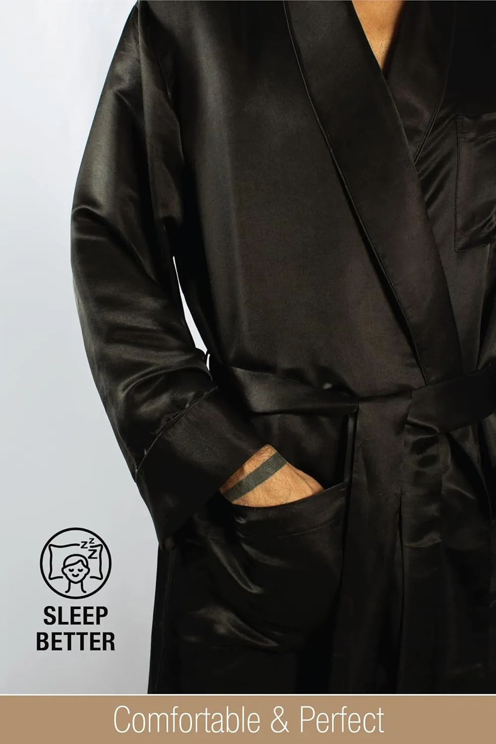 Luxury Artisan Silk Robes For Men, Pure Natural Mulberry Mens Silk Robes 27 Momme