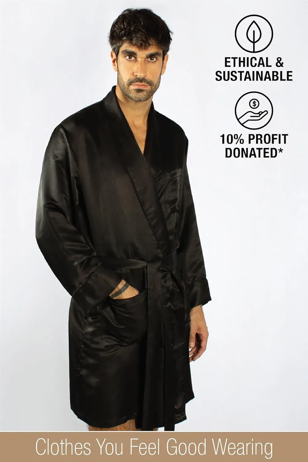 Luxury Artisan Silk Robes For Men, Pure Natural Mulberry Mens Silk Robes 27 Momme