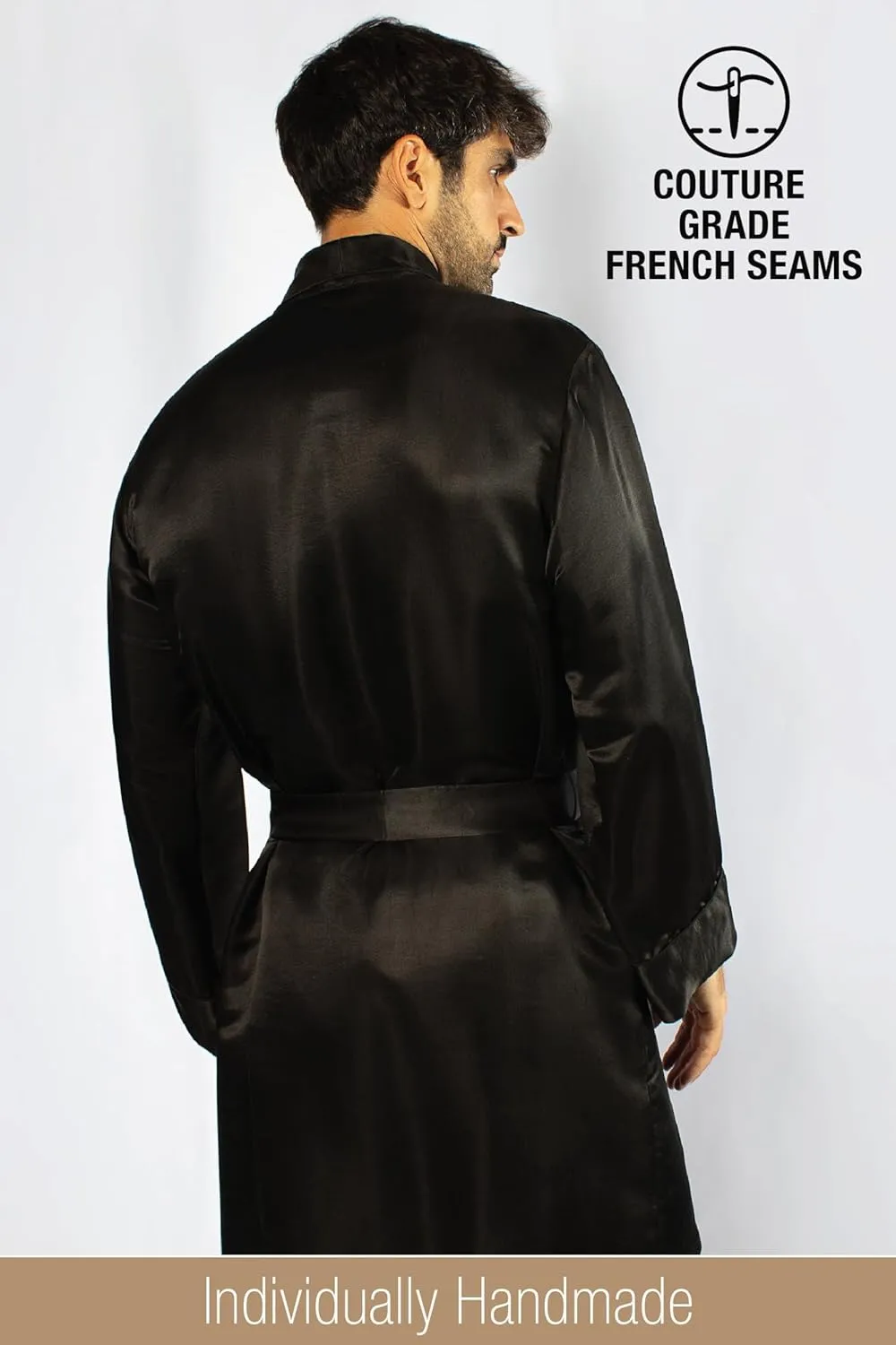 Luxury Artisan Silk Robes For Men, Pure Natural Mulberry Mens Silk Robes 27 Momme
