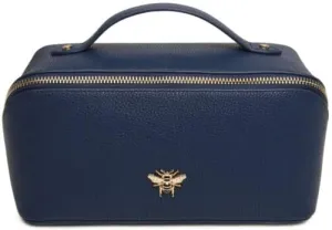 Luxury Beauty Case by Alice Wheeler London Train Case Vanity Toiletry Bag Make-Up Case for Ladies 3 Different Sizes !, Navy, M, soft sided