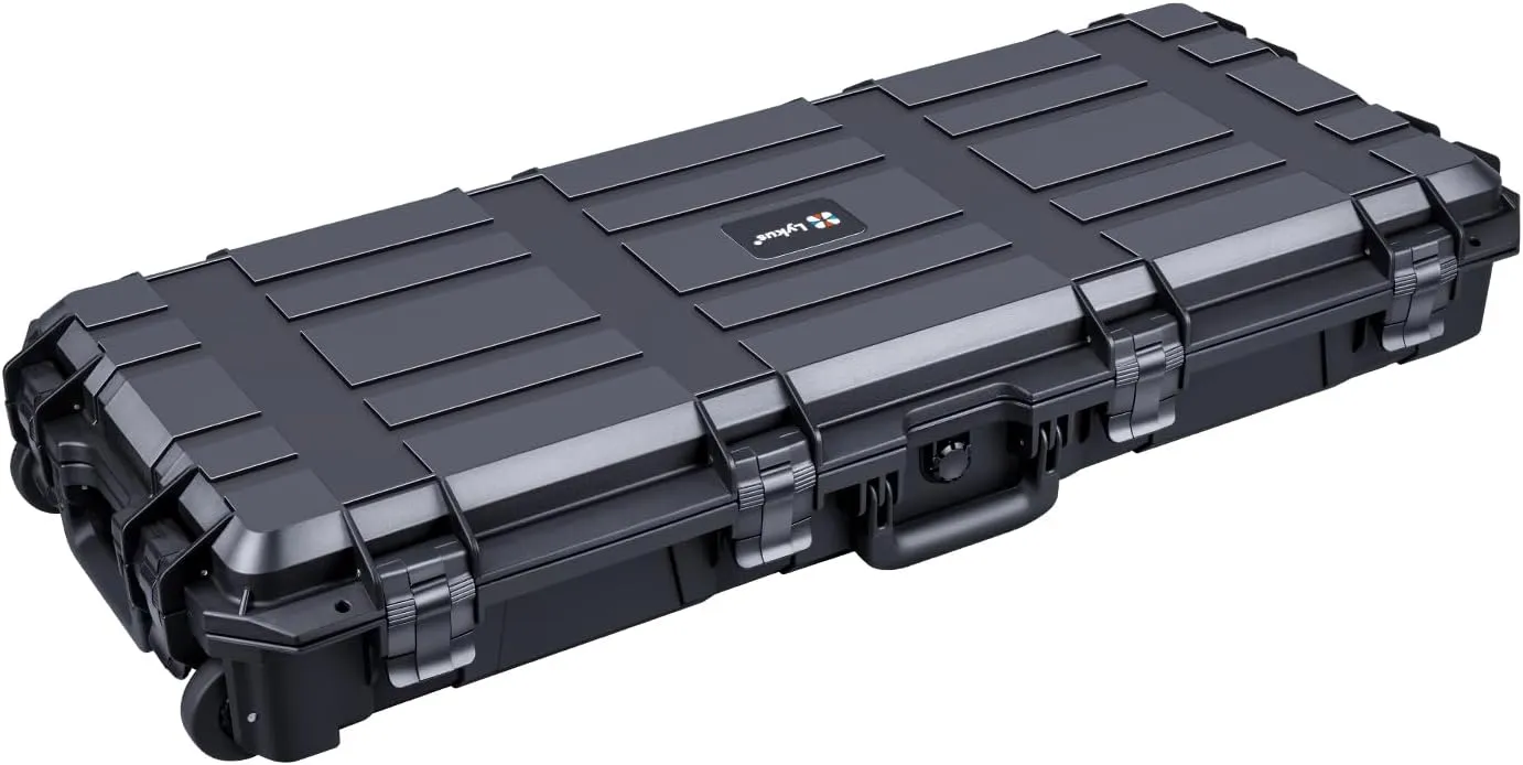 Lykus HC-9010 Long Waterproof Hard Case with Customizable Foam Insert and Wheels, Interior Size 34.17x13.19x5.12 in, Suitable for long items
