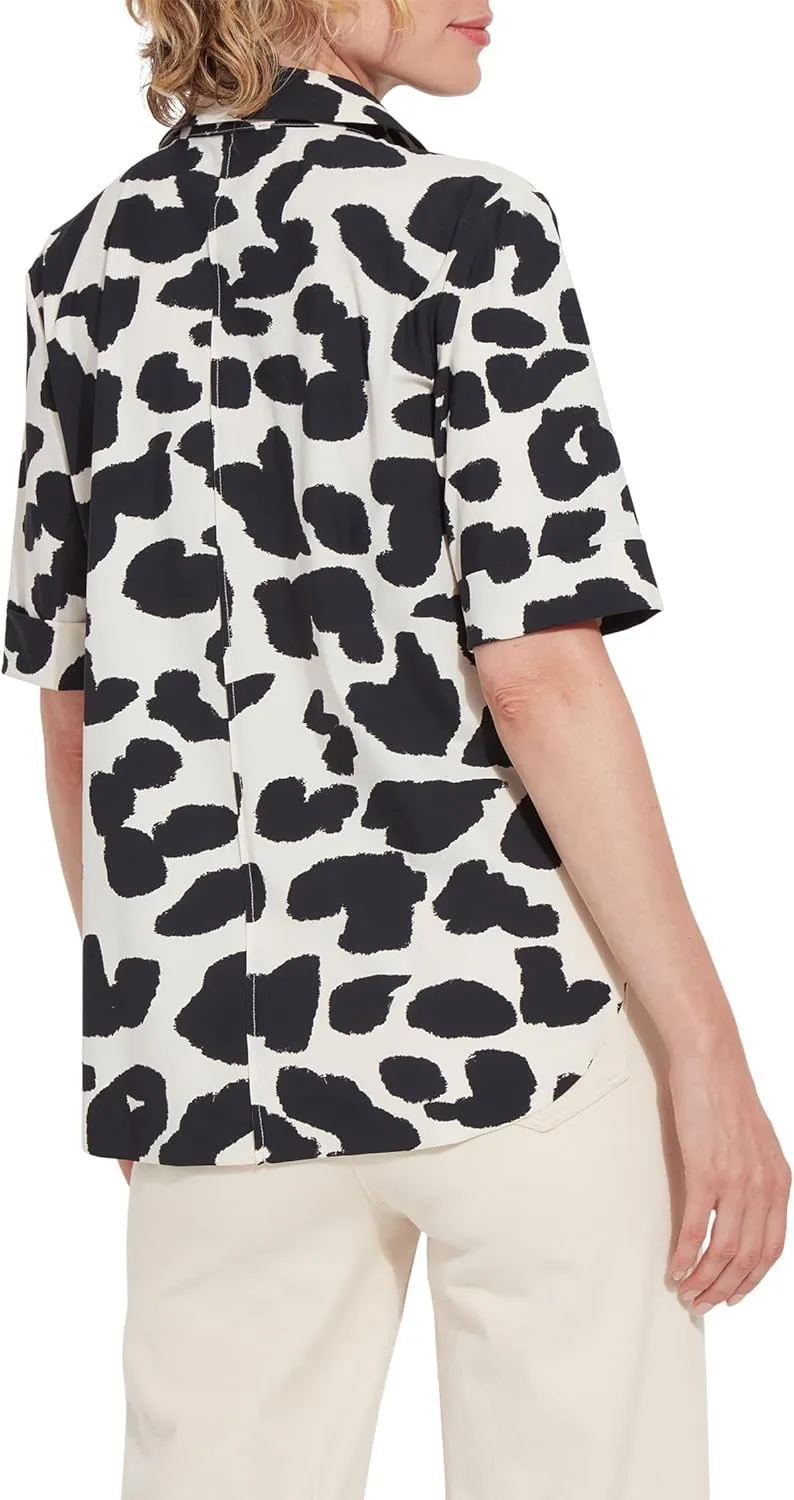 Lyssé Women's Josie Short Sleeve Button Down Print