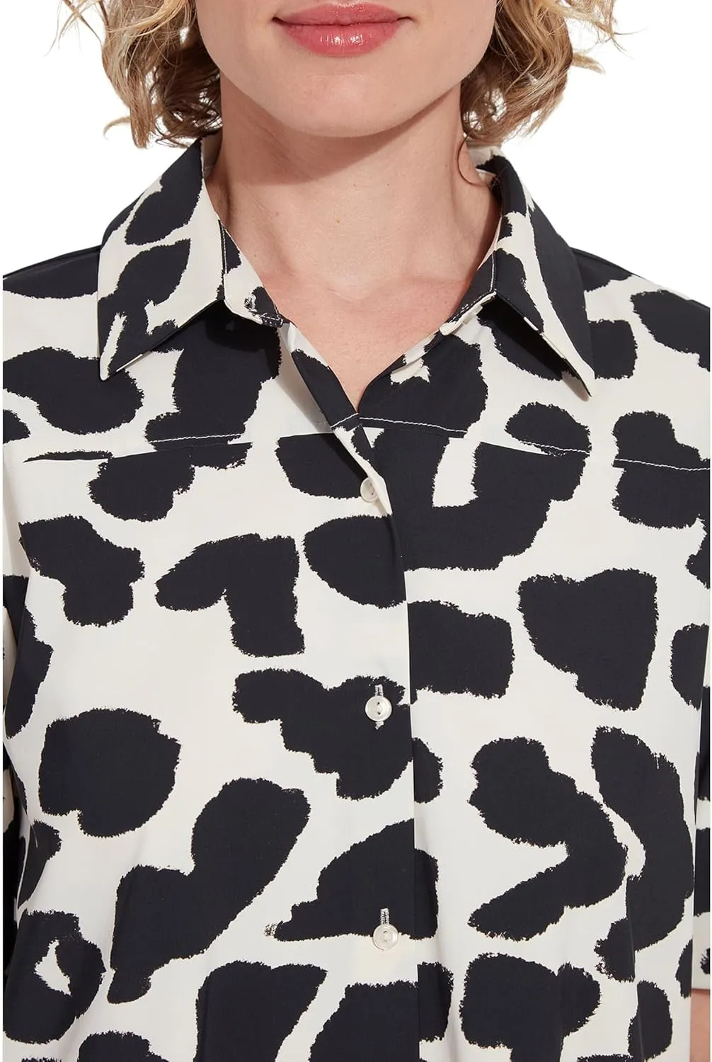 Lyssé Women's Josie Short Sleeve Button Down Print
