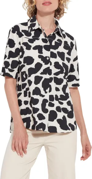 Lyssé Women's Josie Short Sleeve Button Down Print