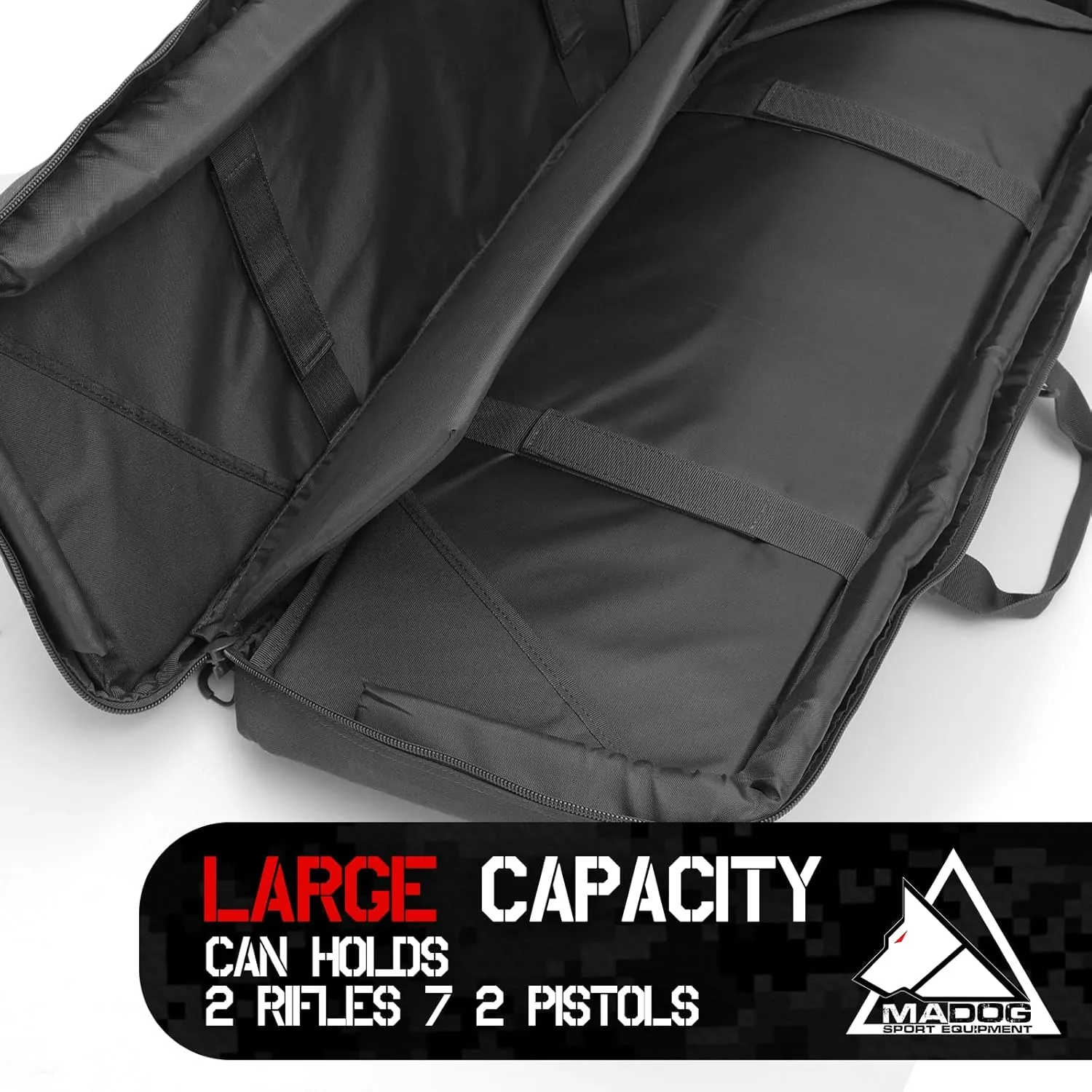MADOG 47 inch Double Rifle Bag Soft Pistol Cases Long Portable Tactical Shotgun Backpack for Shooting Hunting Carrying, Black