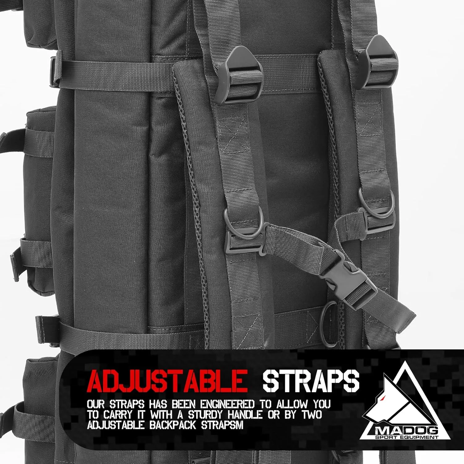 MADOG 47 inch Double Rifle Bag Soft Pistol Cases Long Portable Tactical Shotgun Backpack for Shooting Hunting Carrying, Black