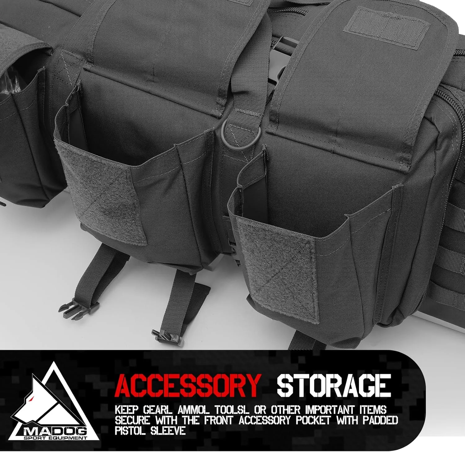 MADOG 47 inch Double Rifle Bag Soft Pistol Cases Long Portable Tactical Shotgun Backpack for Shooting Hunting Carrying, Black