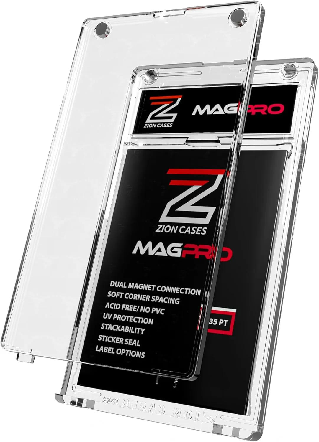 MagPro 55PT Magnetic Card Holder; Duel Magnet Card Case for Secure Holding Strength to Guard Against Unintentional Openings; Includes 5 Magnetic Trading Card Case; (5 Pack)