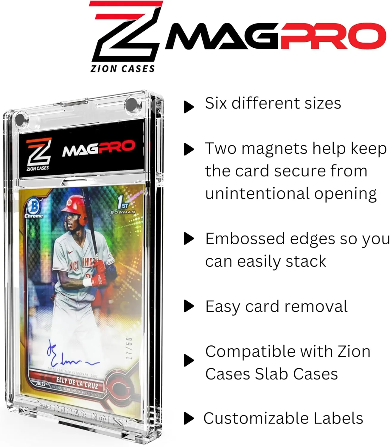 MagPro 55PT Magnetic Card Holder; Duel Magnet Card Case for Secure Holding Strength to Guard Against Unintentional Openings; Includes 5 Magnetic Trading Card Case; (5 Pack)