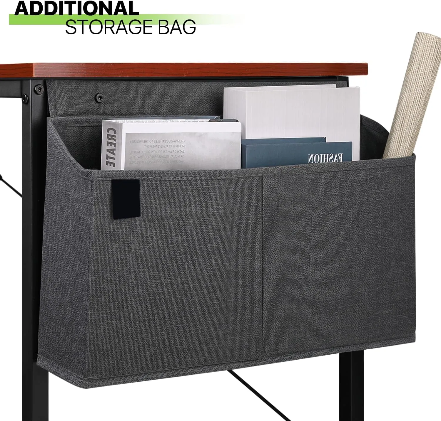 Magshion 40-Inch Computer Desk, Home Office Writing Study Desk with Storage Bag, Modern Simple Laptop Table, Reddish Brown