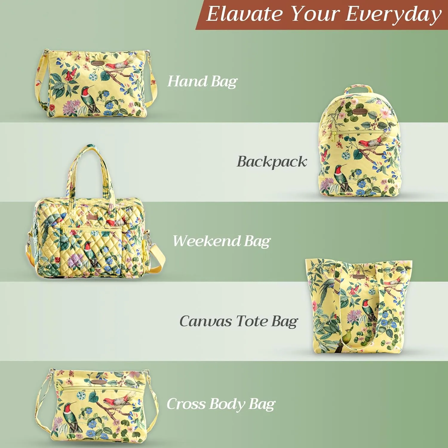 Maison d' Hermine Shopping Bag Cotton Quilted Tote Bag with Zipper Pockets & Small Pouch Grocery Bag for Work Travel Lunch