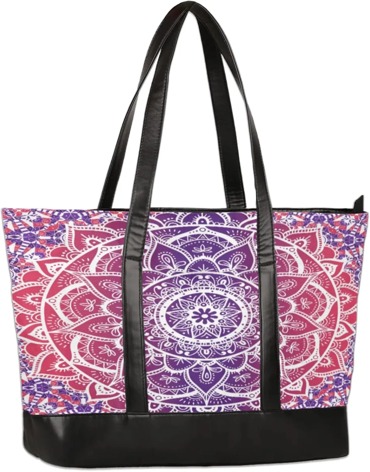 Mandala Patterns Laptop Tote Bag for Women Lightweight Work Purse with Multiple Compartments Fits 13-15.6 Inch Laptop Tablet Shoulder Bag for Office Travel Daily Use
