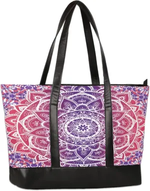 Mandala Patterns Laptop Tote Bag for Women Lightweight Work Purse with Multiple Compartments Fits 13-15.6 Inch Laptop Tablet Shoulder Bag for Office Travel Daily Use