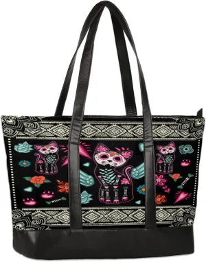 Mandragora Flower Cats Laptop Tote Bag for Women Lightweight Work Purse with Multiple Compartments Fits 13-15.6 Inch Laptop Tablet Shoulder Bag for Office Travel Daily Use