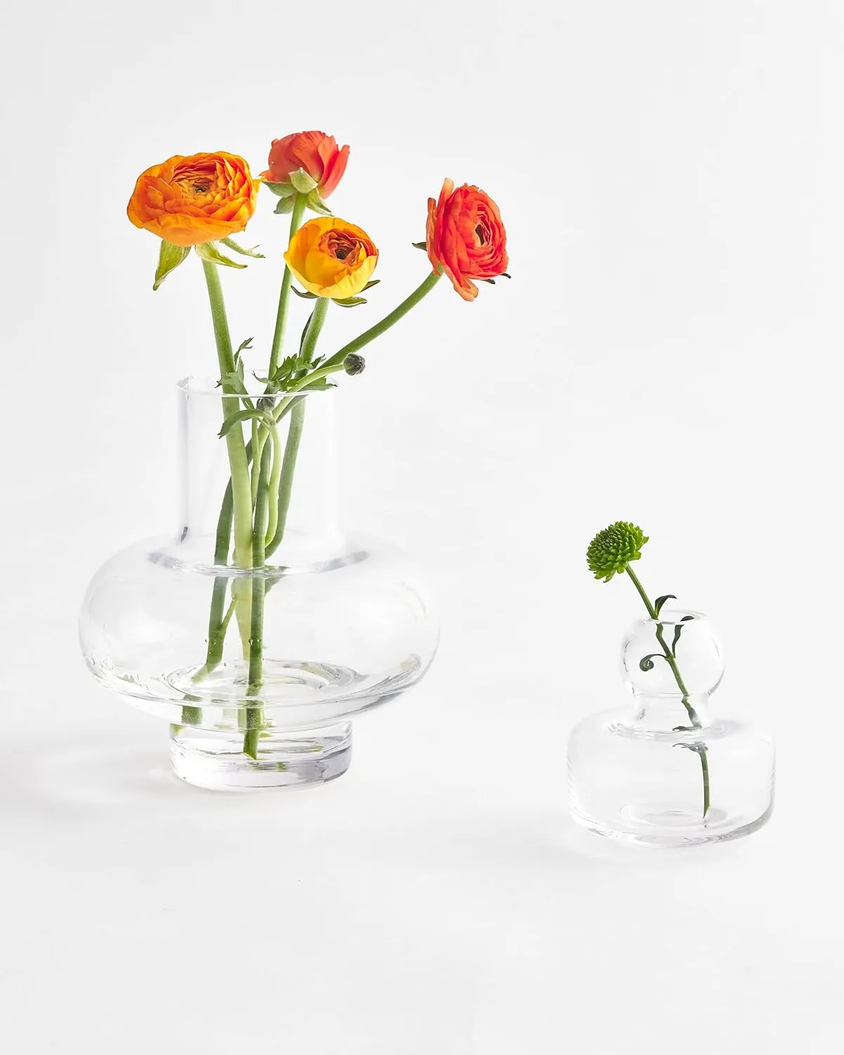 MARIMEKKO Clear Glass Flower Vase — Upgrade Your Home Decor with Our Modern Vases for Centerpieces — Perfect Small Glass Vases for Flowers (4" L x 4" W)
