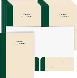 Marspark 50 Pack Tax Return Folders with Pockets 9 x 12 Inch Income Tax Return 2 Pocket Folders Green for Storing or Handling Personal and Customer