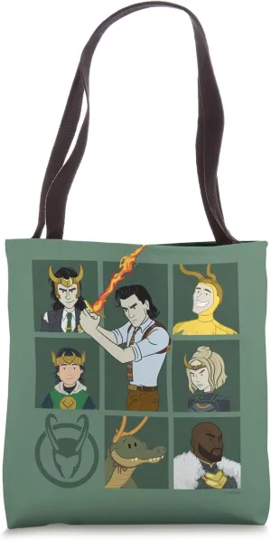 Marvel Loki Variants Alligator Loki Sylvie Character Grid Tote Bag