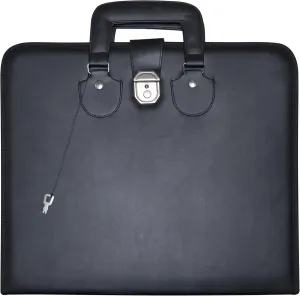 Masonic Apron File Case MM/WM Size Black Imitation Leather with Handle | Art Portfolio Display Carrying Bag