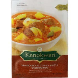 Massaman Curry Paste (Kaeng Massaman) Thai Authentic Herbal Food Net Wt 50 G (1.76 Oz.) Kanokwan Brand X 10 Bags