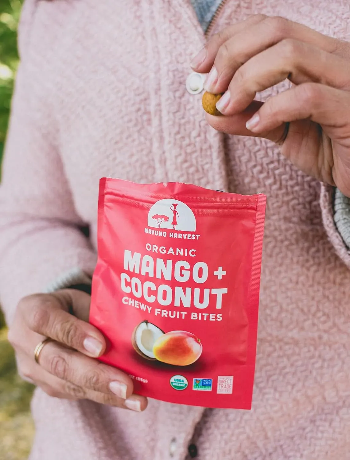 Mavuno Harvest Organic Fruit Snacks - Chewy Fruit Bites - Healthy Food for Kids & Adults - Ethically Sourced, Non-GMO, No Preservatives - Mango & Coconut - 1.94-oz. Snack Packs, Pack of 8