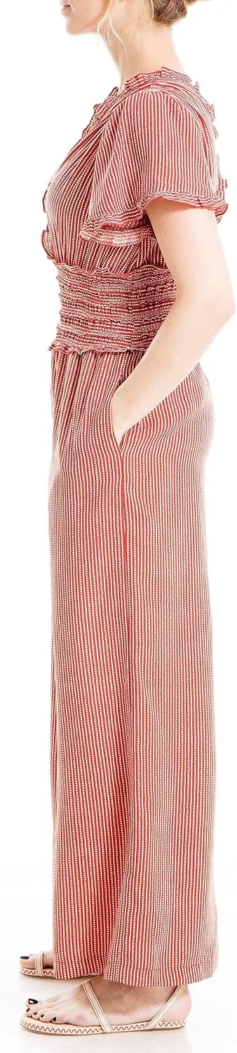 Max Studio womens Flutter Sleeve Smocked Waist Jumpsuit