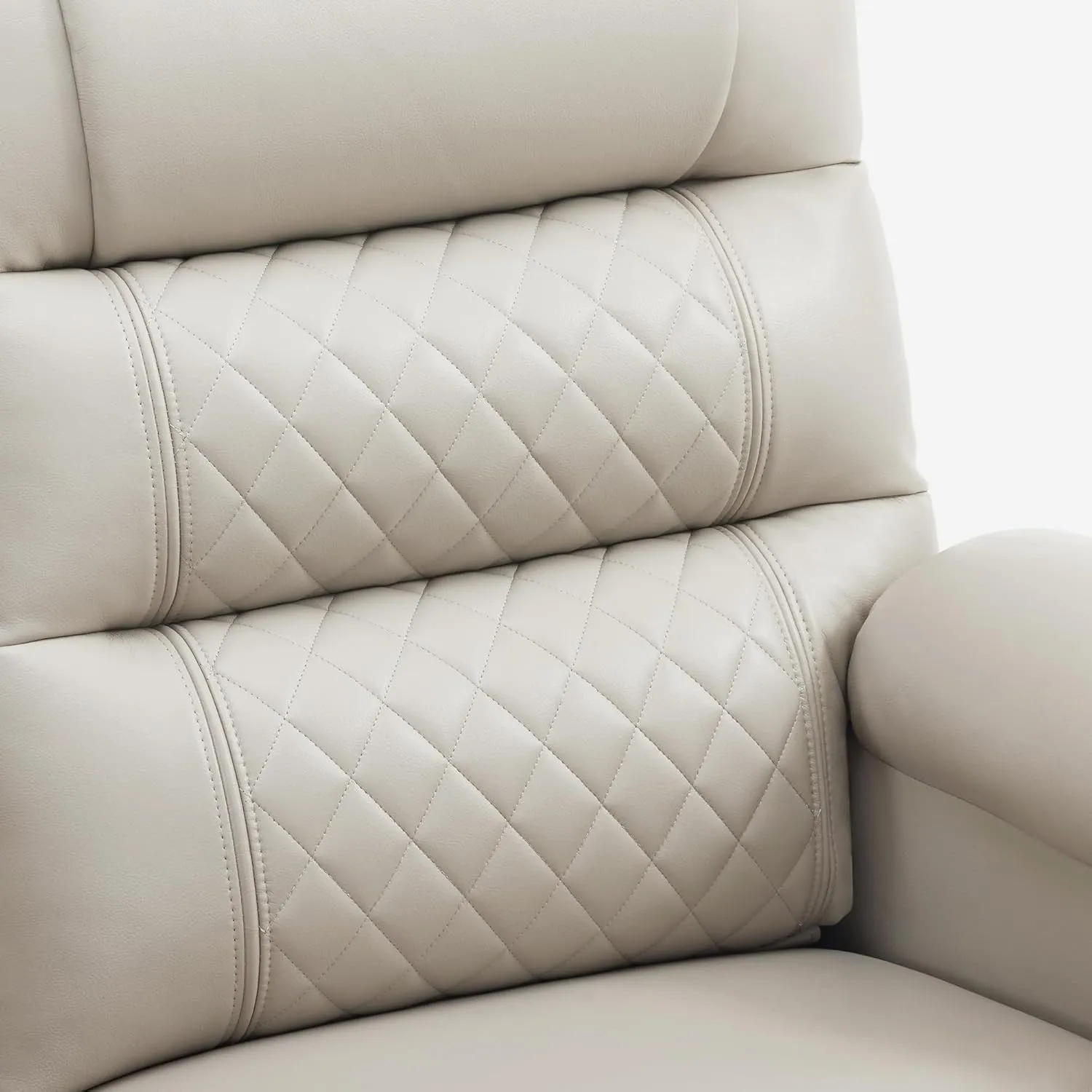 MCombo 56.3" Power Loveseat Recliner Sofa with Heat and Vibration, Cup Holders, USB Charge Port, Faux Leather Electric Reclining Sofa PR622Sets (Light Grey, Loveseat)