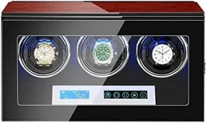 Mechanical Watch Shaker Automatic Watch Winder 3 Watch Winder Box Piano Finish LCD Display Screen Adjustable Watch Pillows LED Illumination (Color : B