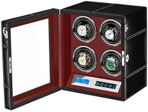 Mechanical Watch Shaker Automatic Watch Winder 4 with LED Backlight LCD Screen Display Flexible Watch Pillows Silent Motor for Men Women Watch