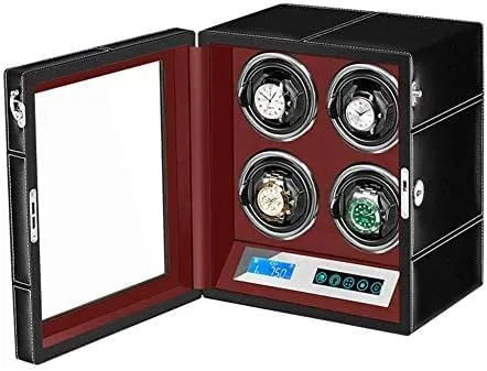Mechanical Watch Shaker Automatic Watch Winder 4 with LED Backlight LCD Screen Display Flexible Watch Pillows Silent Motor for Men Women Watch