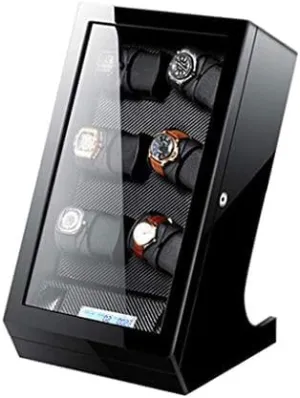 Mechanical Watch Shaker Automatic Watch Winder Box, Screen, LED Lights, Quiet Motor, 12 2 Watches Storage Display Box (Color : Black) (Black)