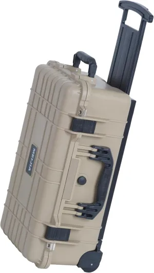 MEIJIA All Weather Rolling Waterproof Protective Case, Hard Camera Case,Dry Case with Retractable Pull Handle and Wheels,Foam Inserted, 22 x13.81x9inches (Desert Tan)