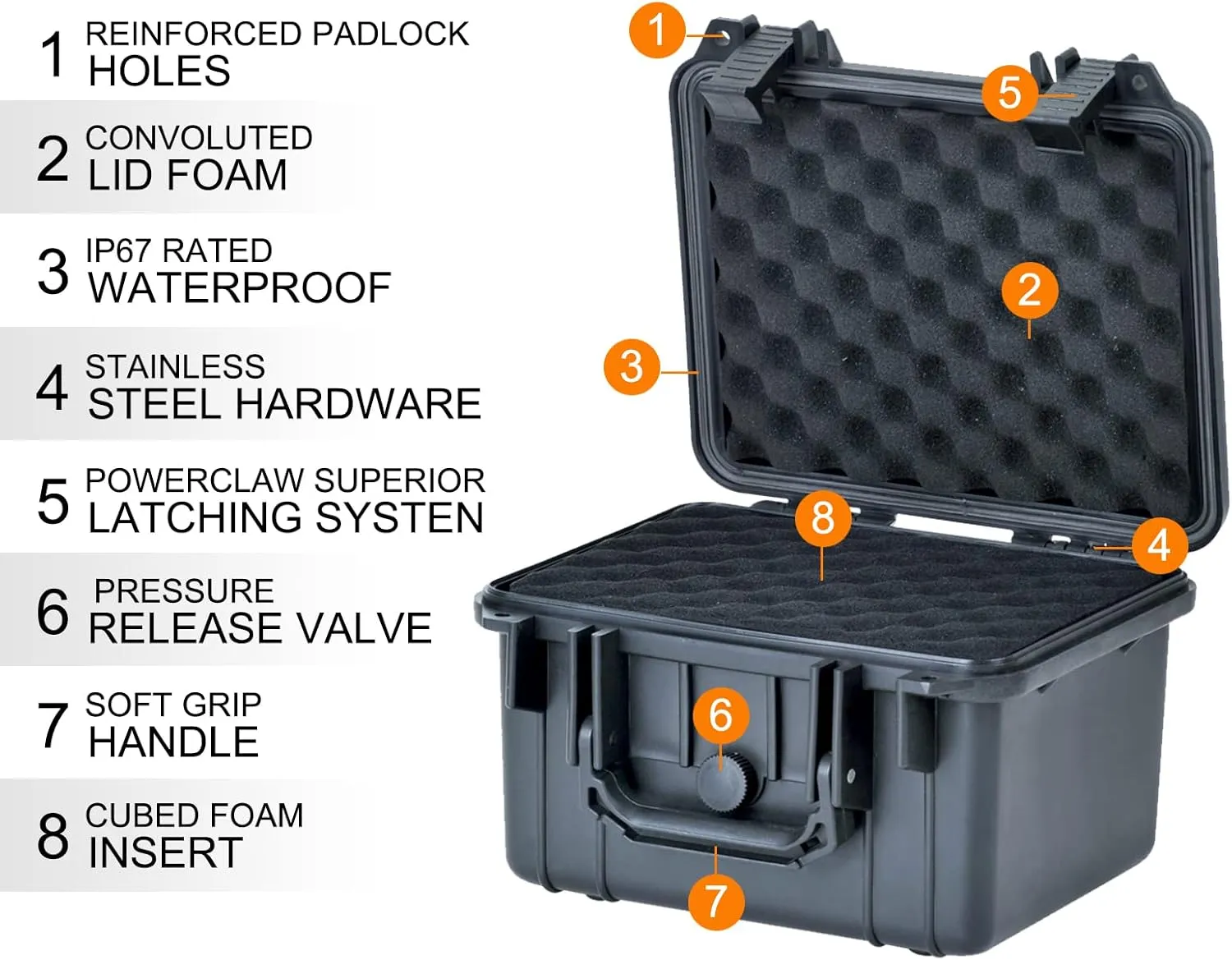 MEIJIA Portable All Weather Waterproof Camera Case With Foam,Fit Use of Drones,Camera,Equipments,Elegant Black,10.62 x9.68x6.87inches