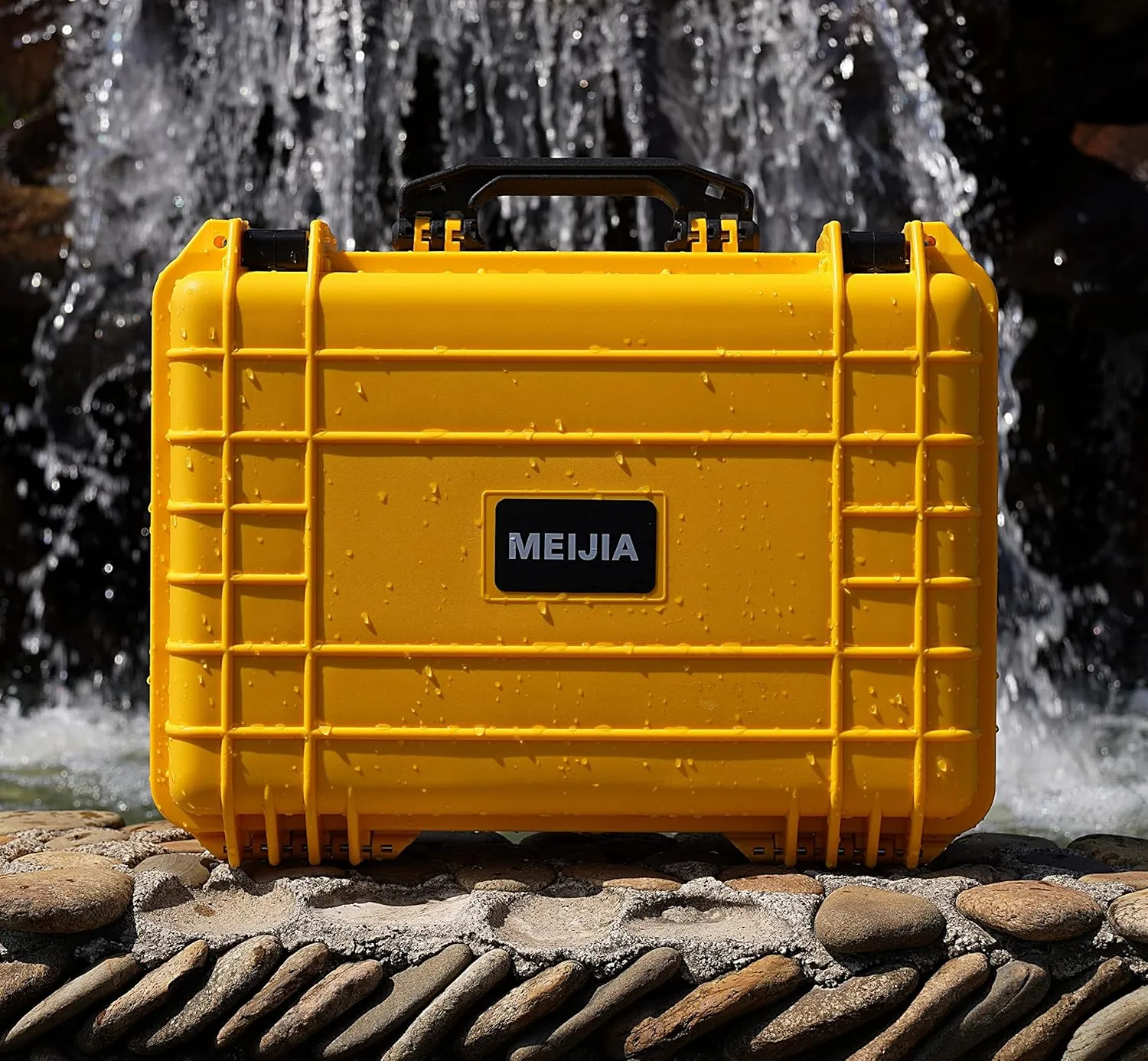 MEIJIA Portable All Weather Waterproof Protective Case,Hard Case,Camera Case With Customized Fit Foam,Fit Use of Drones,Camera,Equipments,Pistols,13.35 x11.63x5.98inches (Yellow)
