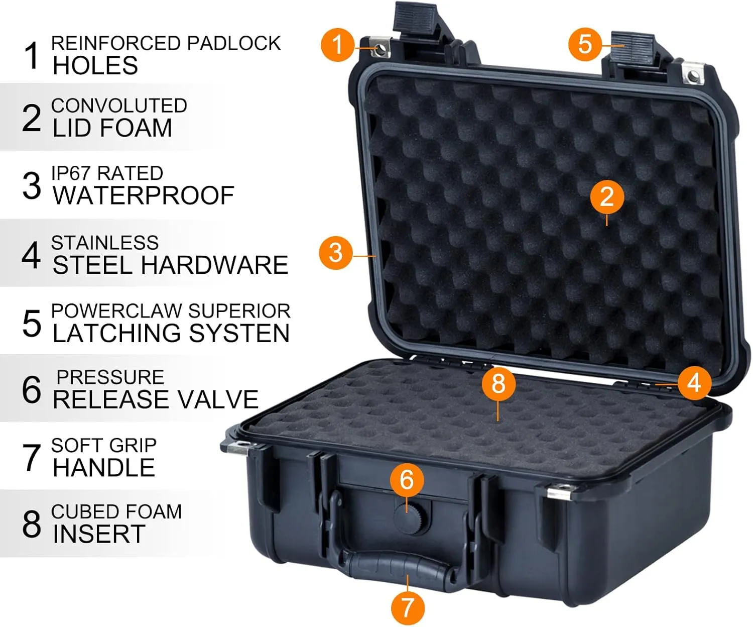 MEIJIA Portable All Weather Waterproof Protective Case,Hard Case,Camera Case With Customized Fit Foam,Fit Use of Drones,Camera,Equipments,Pistols,Elegant Black,13.35 x11.63x5.98inches
