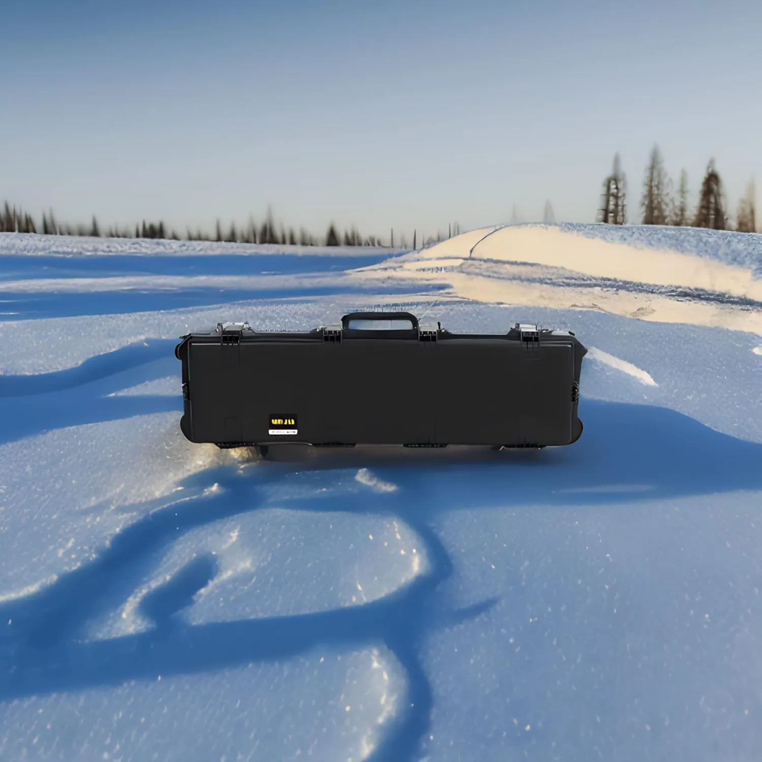 MEIJIA Premium Rolling Waterproof All Weather Hard Rifle Case with Wheels,Hard Gun Case with Customizable Fit Foam,Lightweight design,Elegant Black