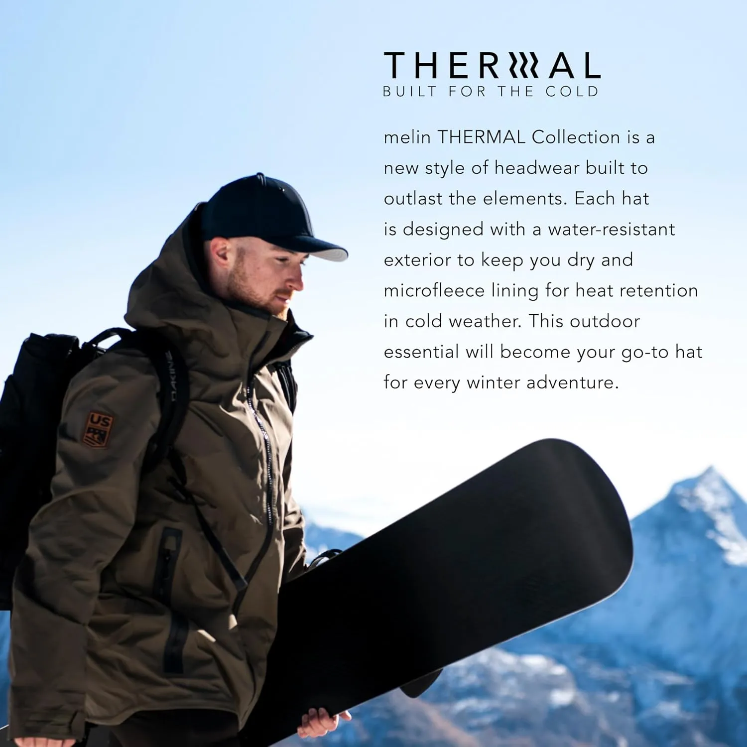 melin Trenches Icon Thermal, Men's Performance Snapback Hat for Cold Weather, Water-Resistant Flat Bill Caps for Men/Women