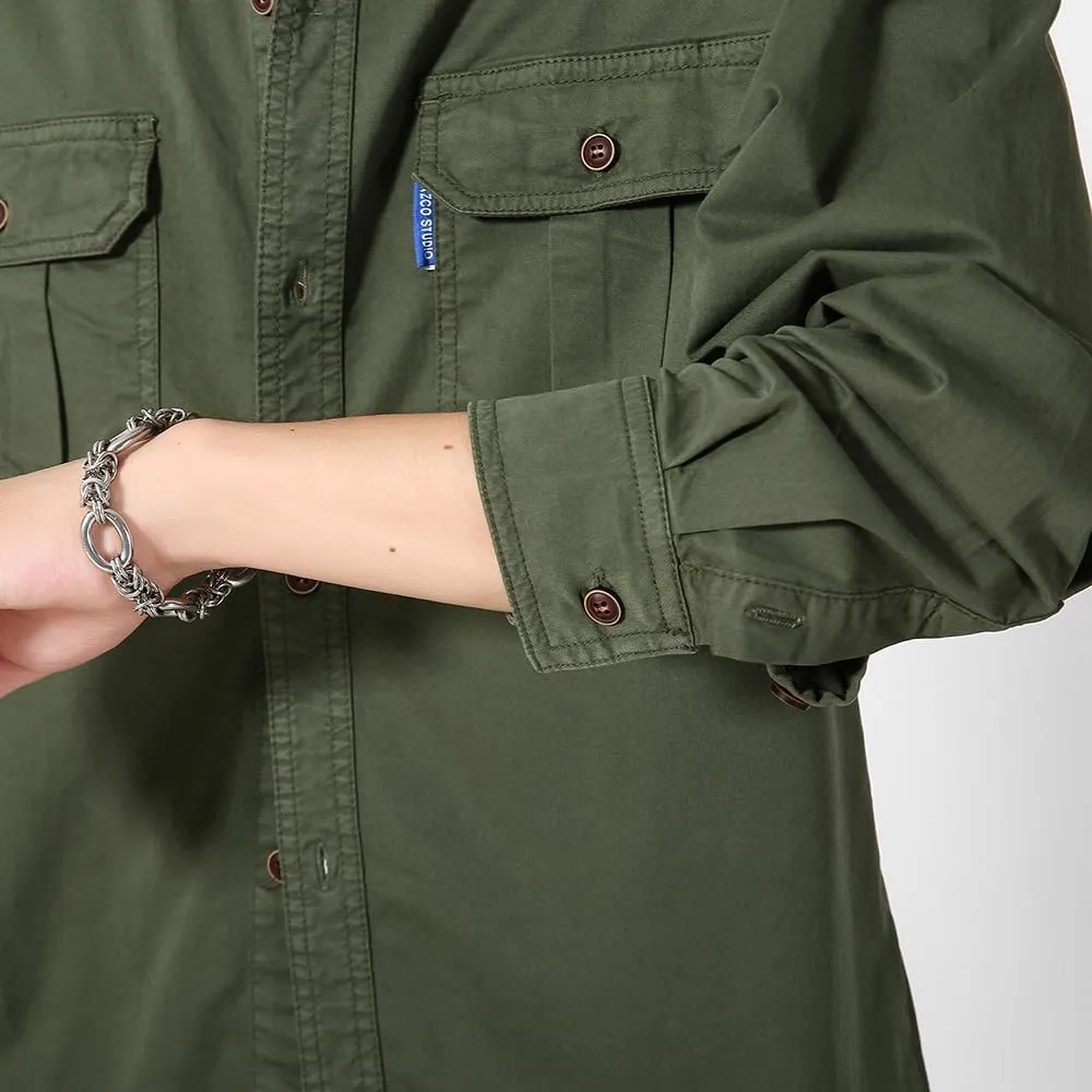 Men's Button Down Work Shirts Relaxed Fit Cotton Multi Pockets Long Sleeves Shirts
